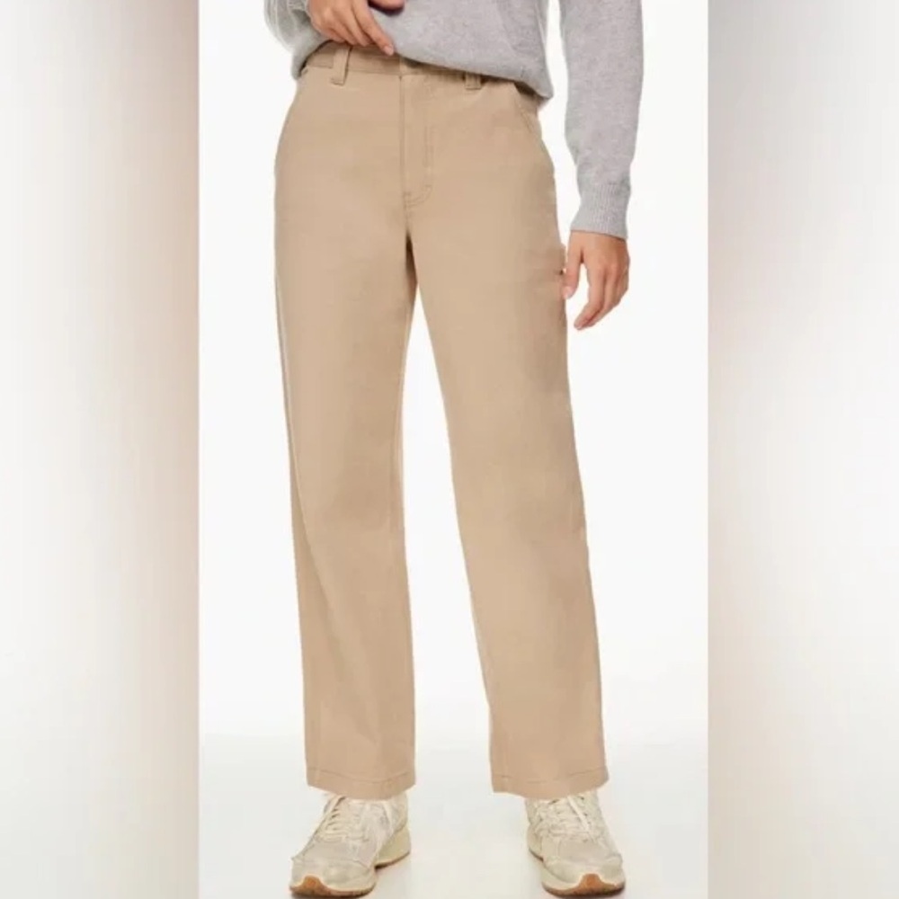 Aritzia TNA Khaki Denim Trouser High Waisted Jean Neutral Women's Size 4